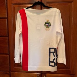 Ralph Lauren long sleeve crested boat neck top
